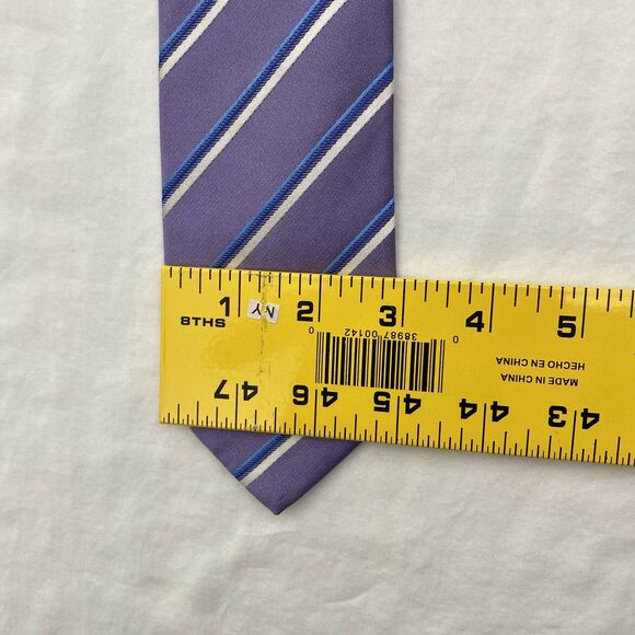 Hugo Boss Silk Tie Mens Purple Blue Striped Made In Italy Formal Dress Necktie - Picture 9 of 10